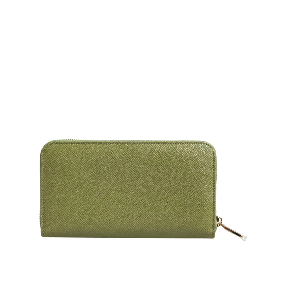 Dolce & Gabbana Grünes Leder Logo Plaque Zip um Continenta Brieftasche