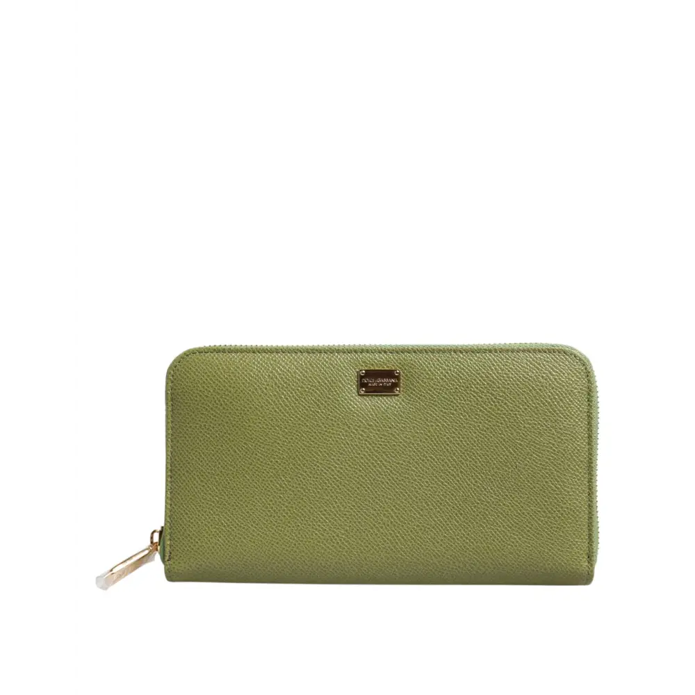 Dolce & Gabbana Grünes Leder Logo Plaque Zip um Continenta Brieftasche