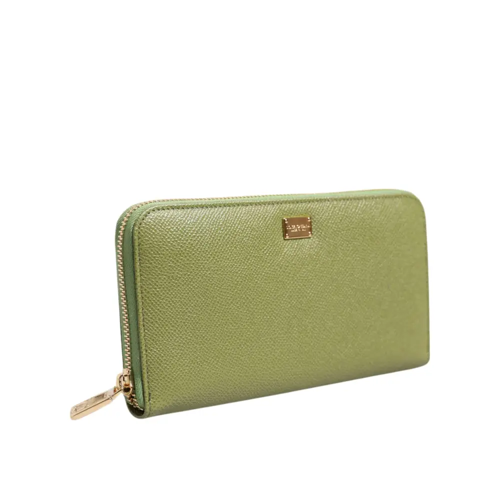 Dolce & Gabbana Grünes Leder Logo Plaque Zip um Continenta Brieftasche