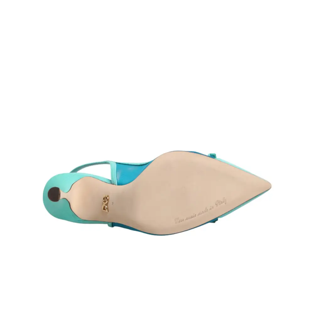 Dolce & Gabbana Hellblaue Leder-Mesh-Slingback-Pumps