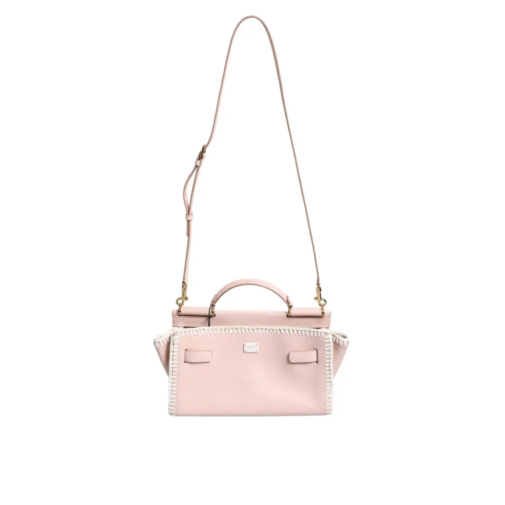 Dolce & Gabbana Hellrosa Logo-Plakette Crossbody Bag aus weichem Leder mit Riemen