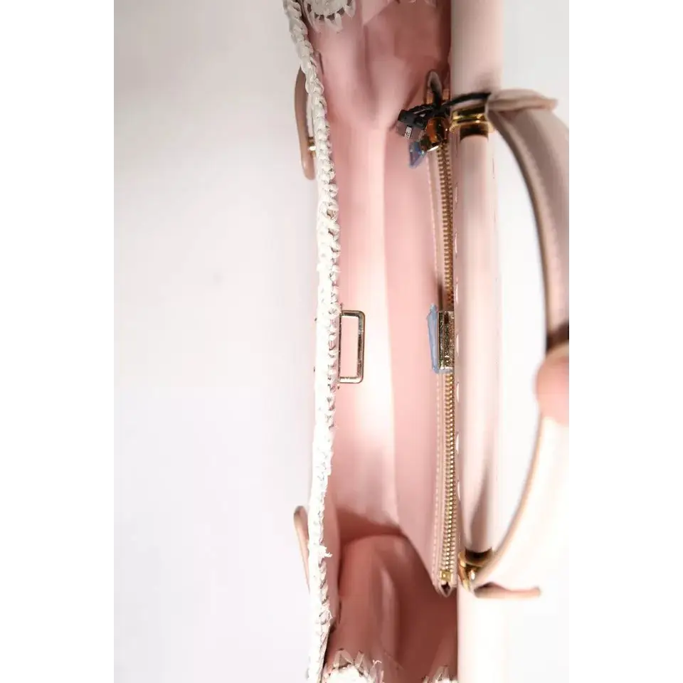 Dolce & Gabbana Hellrosa Logo-Plakette Crossbody Bag aus weichem Leder mit Riemen