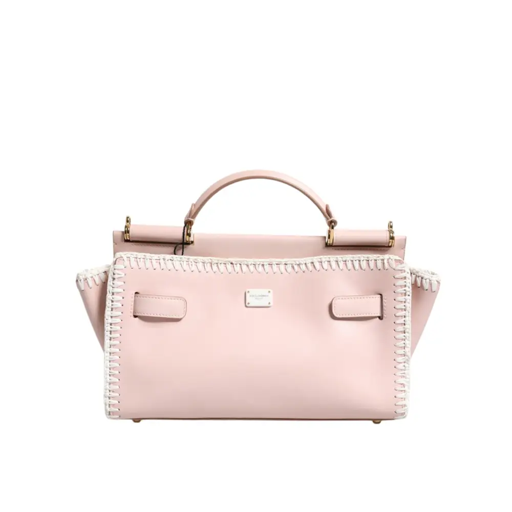 Dolce & Gabbana Hellrosa Logo-Plakette Crossbody Bag aus weichem Leder mit Riemen