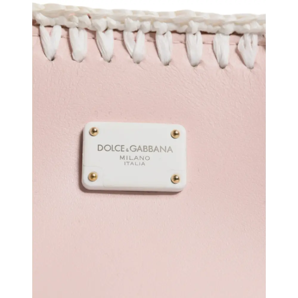 Dolce & Gabbana Hellrosa Logo-Plakette Crossbody Bag aus weichem Leder mit Riemen