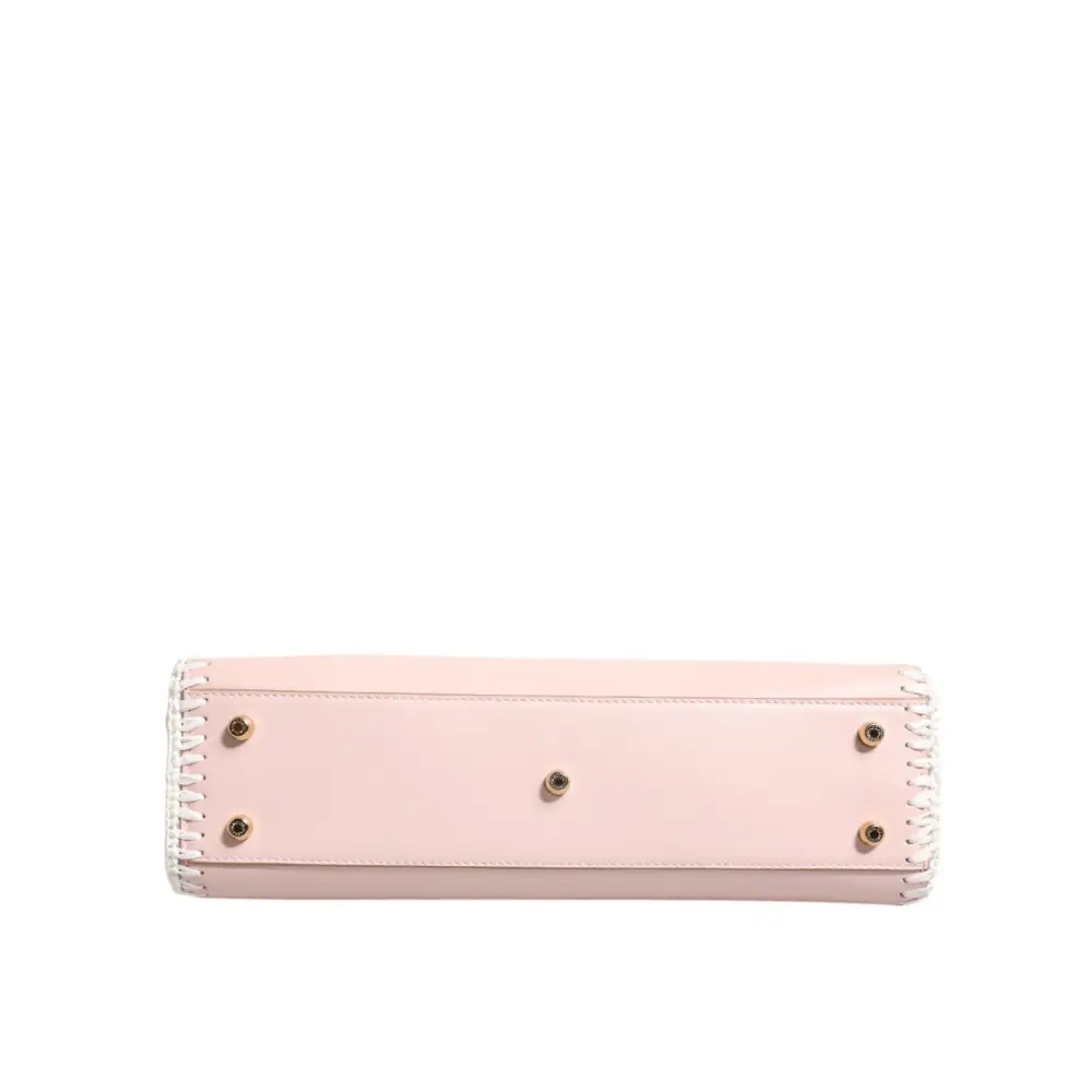 Dolce & Gabbana Hellrosa Logo-Plakette Crossbody Bag aus weichem Leder mit Riemen