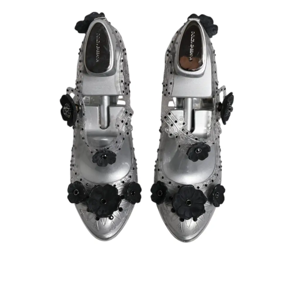 Dolce & Gabbana Klar Floral Kristall CINDERELLA Heels Schuhe - EU38/US7.5