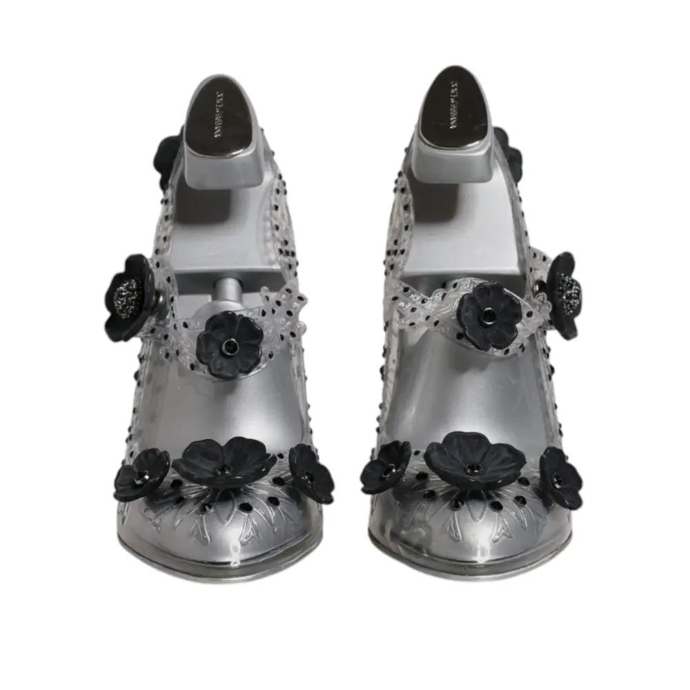 Dolce & Gabbana Klar Floral Kristall CINDERELLA Heels Schuhe - EU38/US7.5
