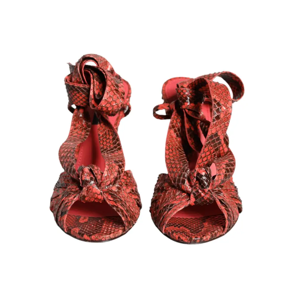 Dolce & Gabbana Koralle Exotische Leder Absätze Sandalen Schuhe