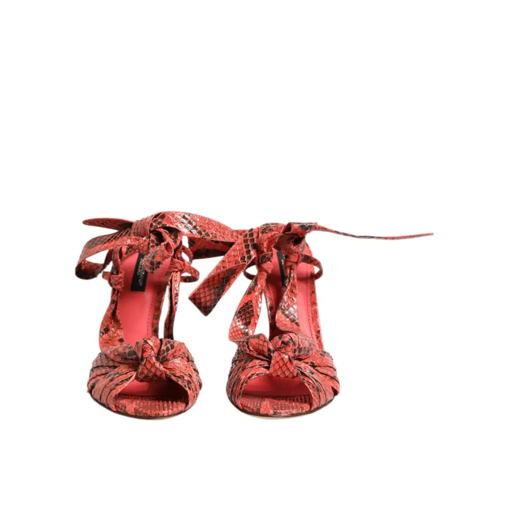 Dolce & Gabbana Koralle Python Leder Heels Sandalen Schuhe
