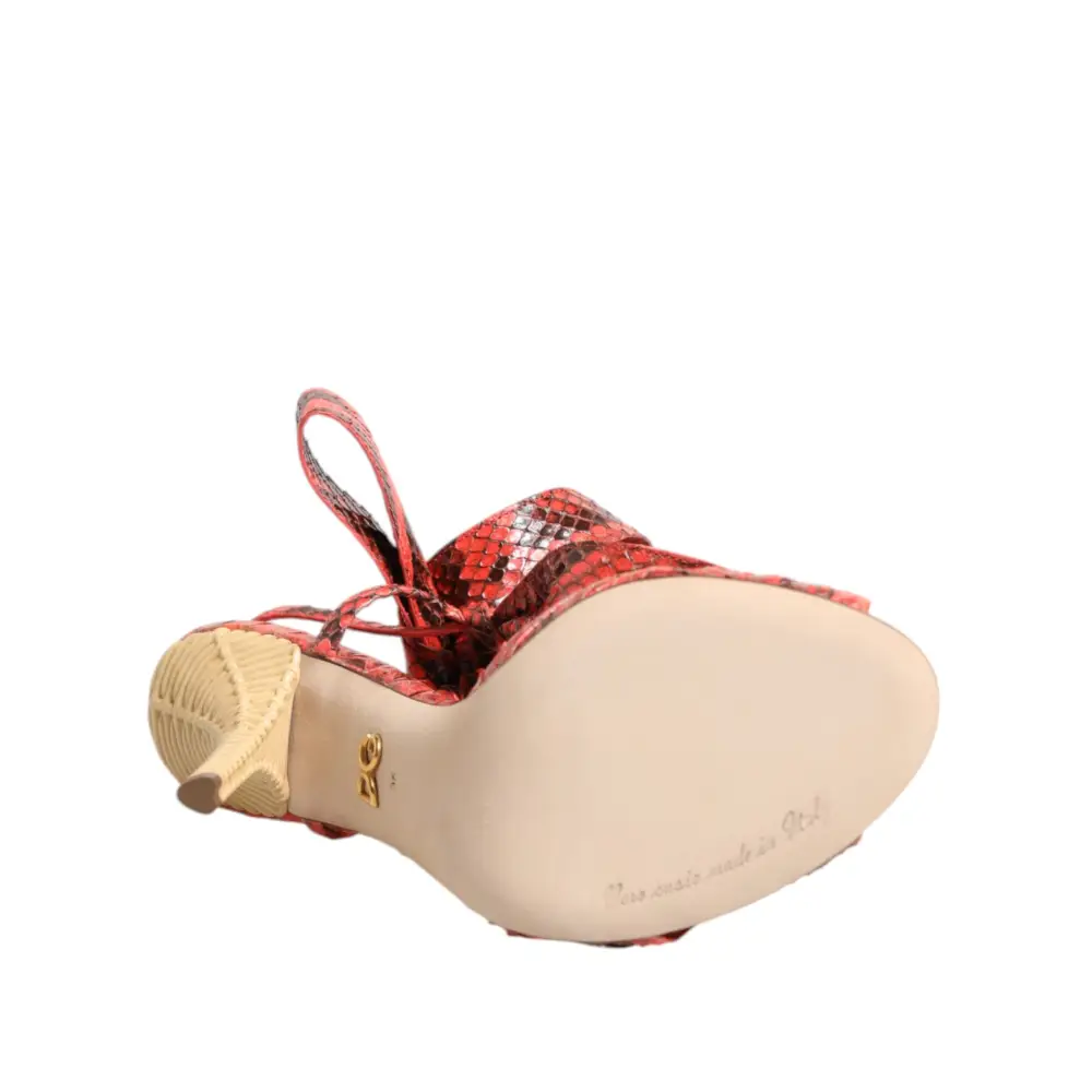 Dolce & Gabbana Koralle Python Leder Heels Sandalen Schuhe