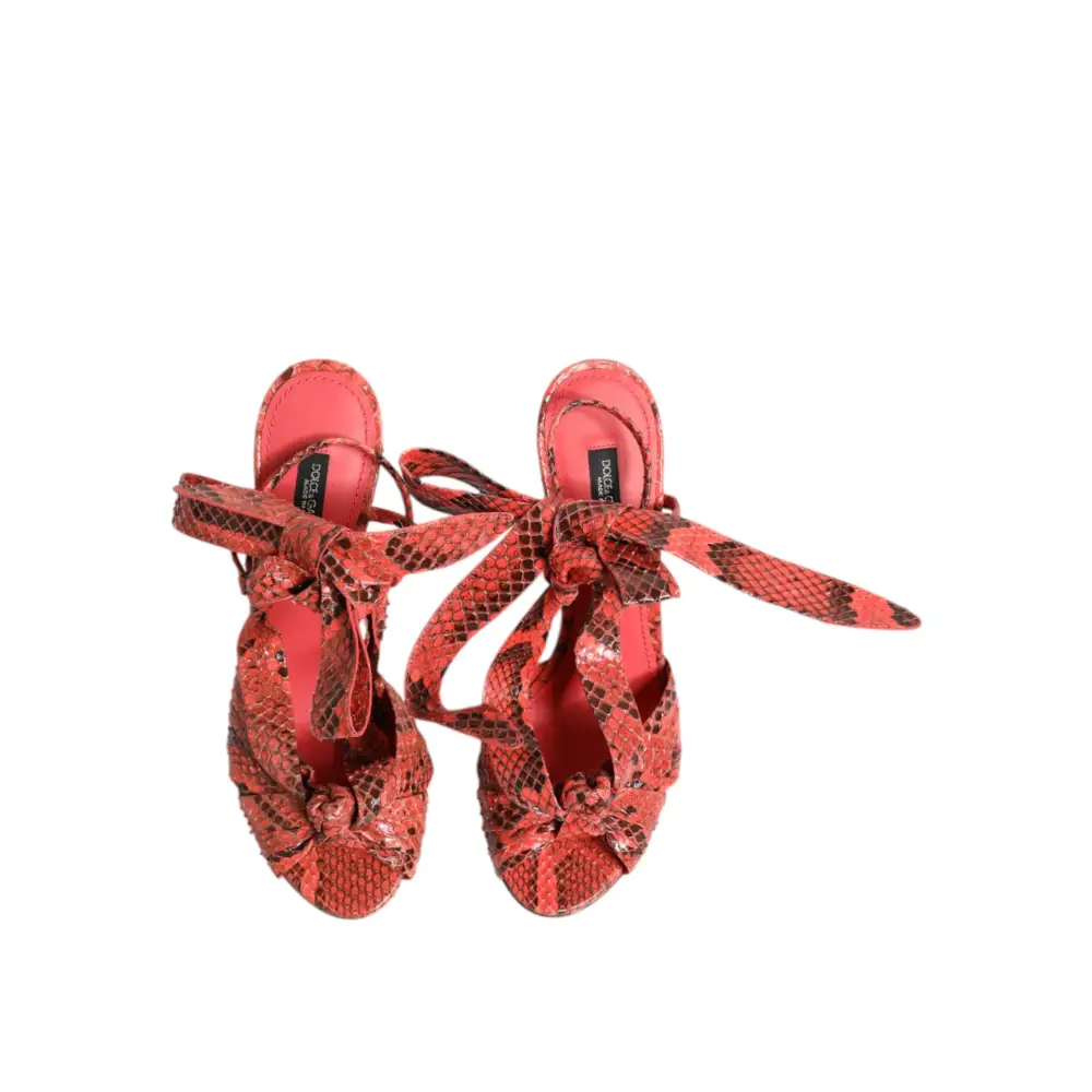 Dolce & Gabbana Koralle Python Leder Heels Sandalen Schuhe
