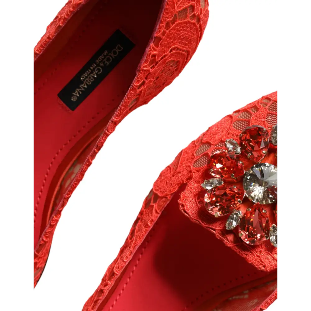 Dolce & Gabbana Koralle Spitze Kristall Ballett Flats Loafers Schuhe - EU35/US4.5