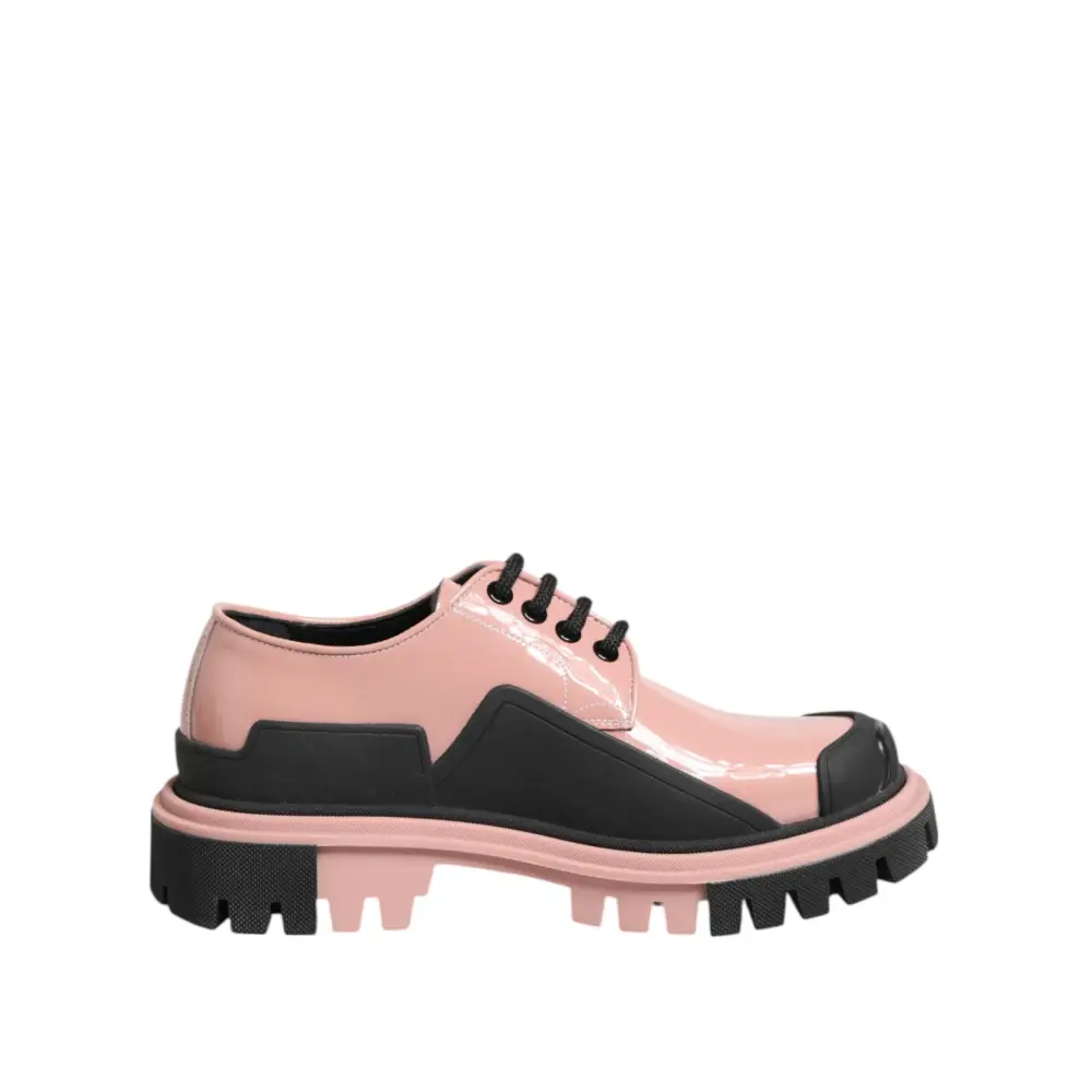 Dolce & Gabbana Leichte puderrosa schwarze Leder Schnürschuhe - EU36.5/US6