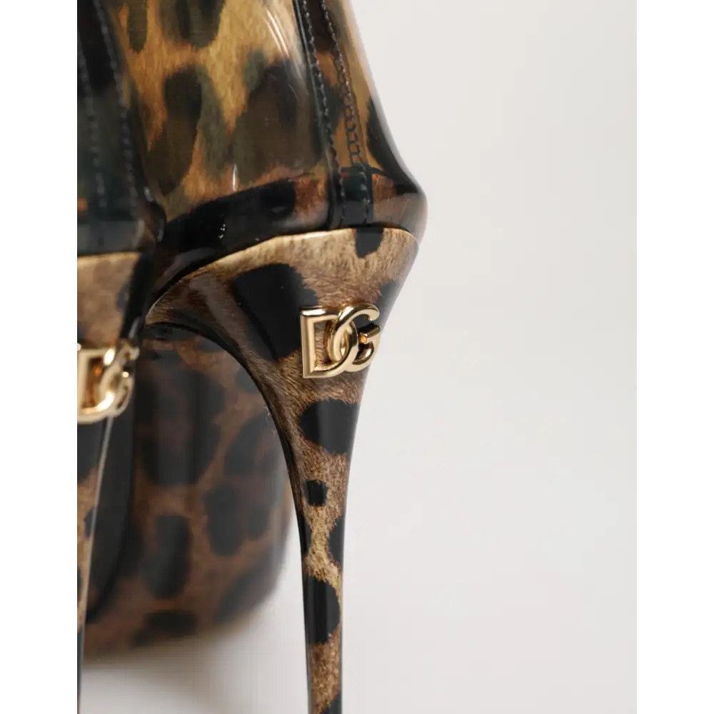 Dolce & Gabbana Leopard Print PVC Stiefel Schuhe mit spitzer Zehe - EU39/US8.5