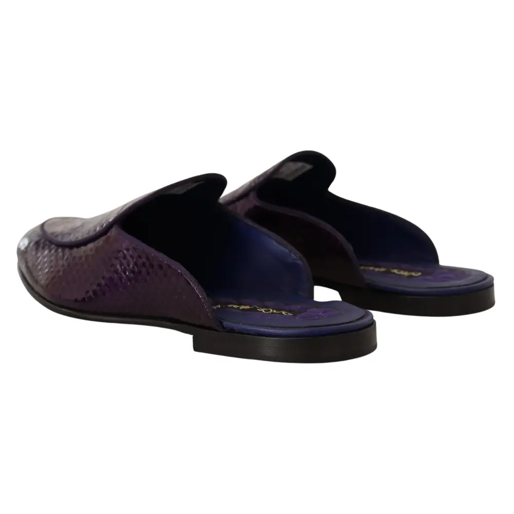 Dolce & Gabbana Lila Exotische Leder Flats Pantoletten Schuhe - EU44/US11