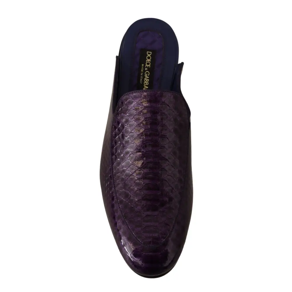Dolce & Gabbana Lila Exotische Leder Flats Pantoletten Schuhe - EU44/US11