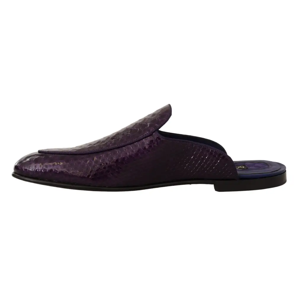 Dolce & Gabbana Lila Exotische Leder Flats Pantoletten Schuhe - EU44/US11