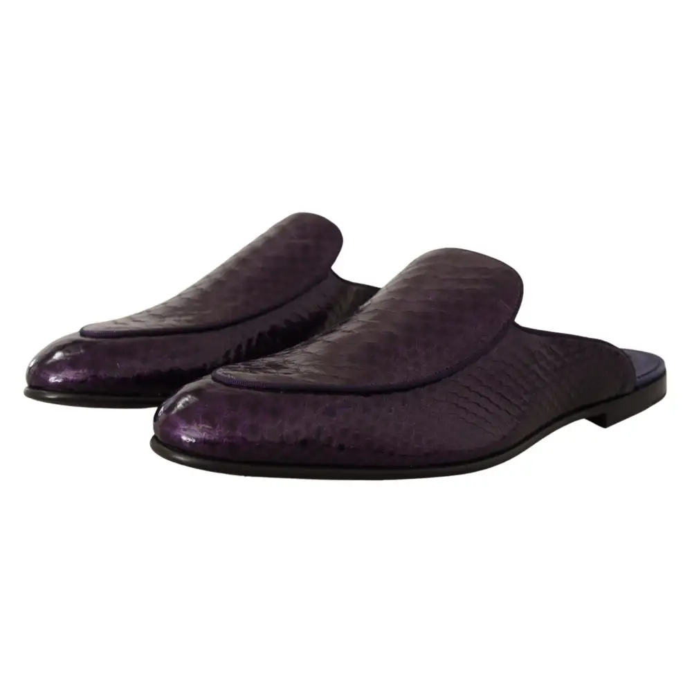 Dolce & Gabbana Lila Exotische Leder Flats Pantoletten Schuhe - EU44/US11
