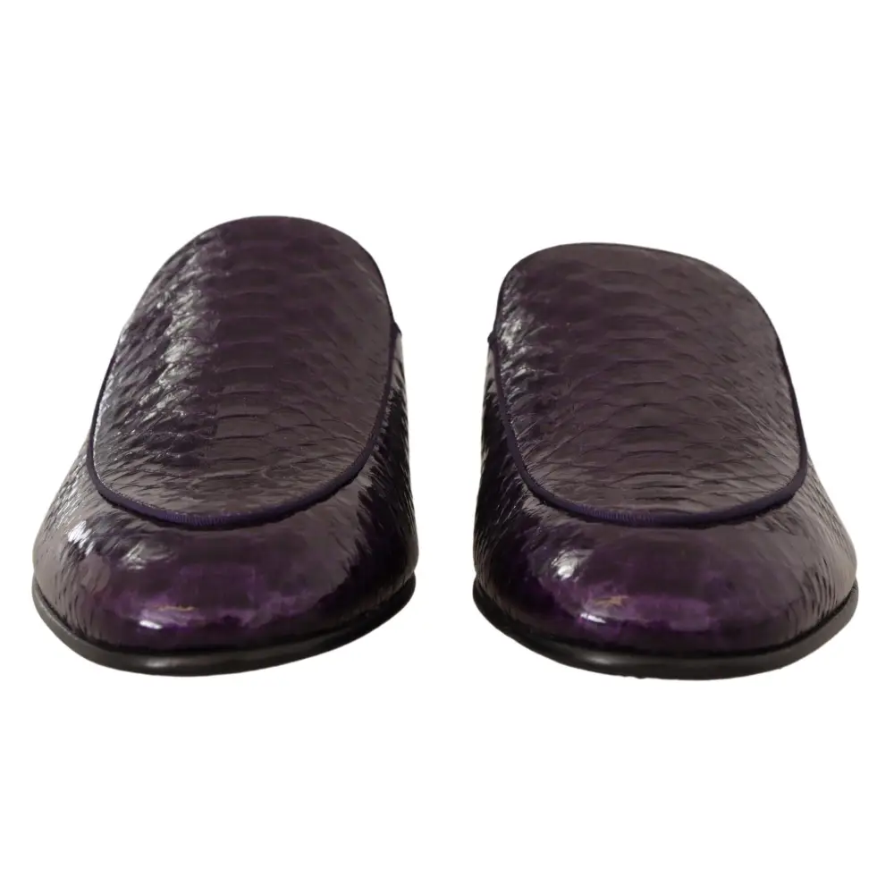 Dolce & Gabbana Lila Exotische Leder Flats Pantoletten Schuhe - EU44/US11