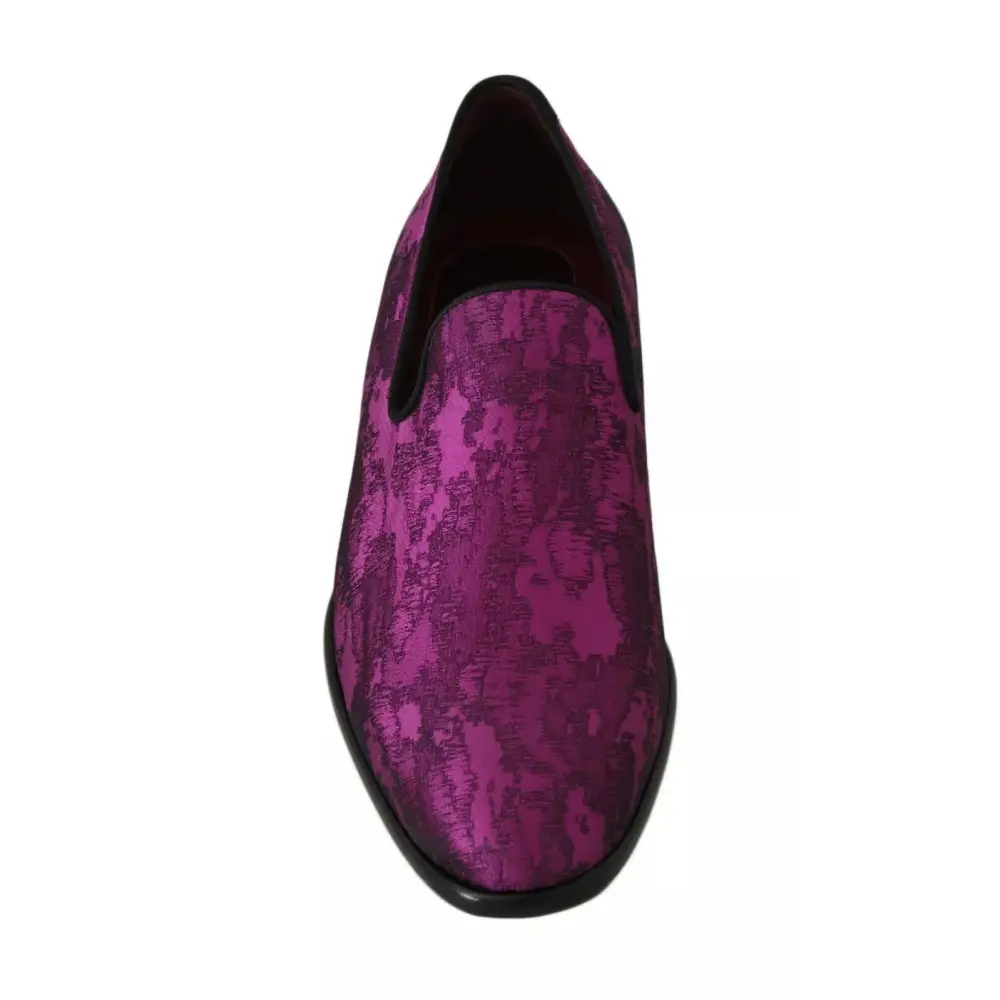 Dolce & Gabbana Lila Jacquard Loafers Kleid Formelle Schuhe - EU39/US6
