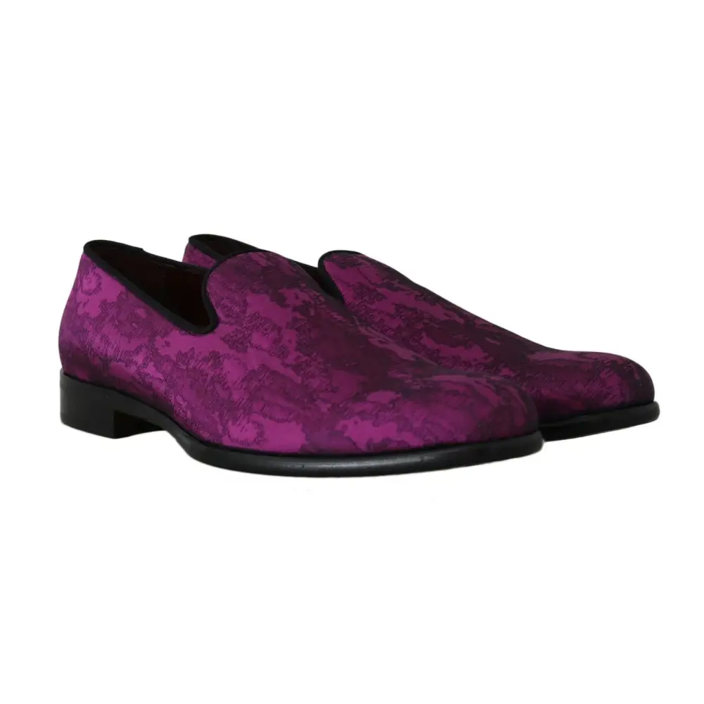 Dolce & Gabbana Lila Jacquard Loafers Kleid Formelle Schuhe - EU39/US6
