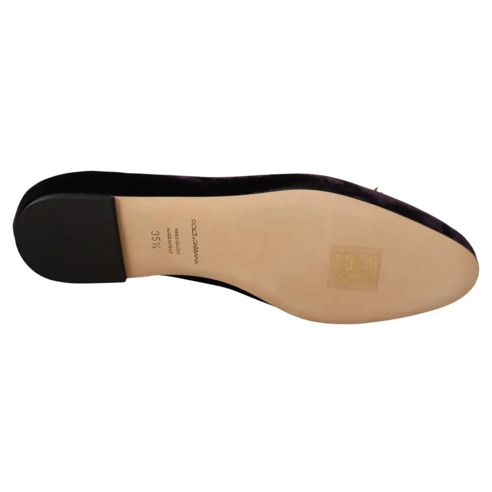 Dolce & Gabbana Lila Samt DG Herz Loafers Flats Schuhe