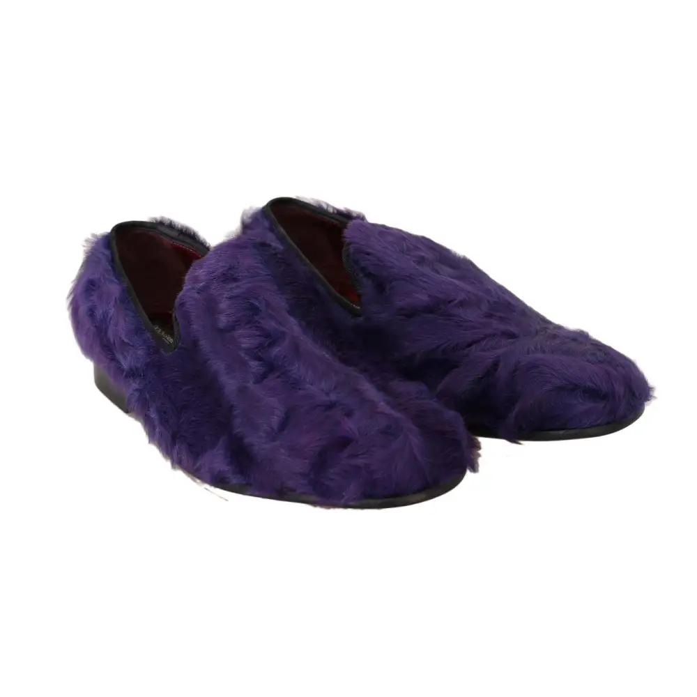 Dolce & Gabbana Lila Schafspelz Leder Loafers