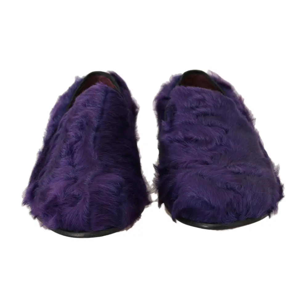 Dolce & Gabbana Lila Schafspelz Leder Loafers