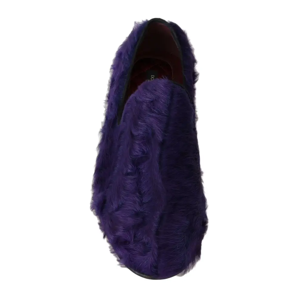 Dolce & Gabbana Lila Schafspelz Leder Loafers