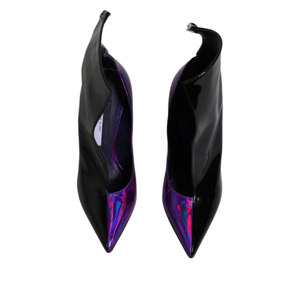 Dolce & Gabbana Lila Schwarz Spitzstiefel Schuhe - EU36/US6