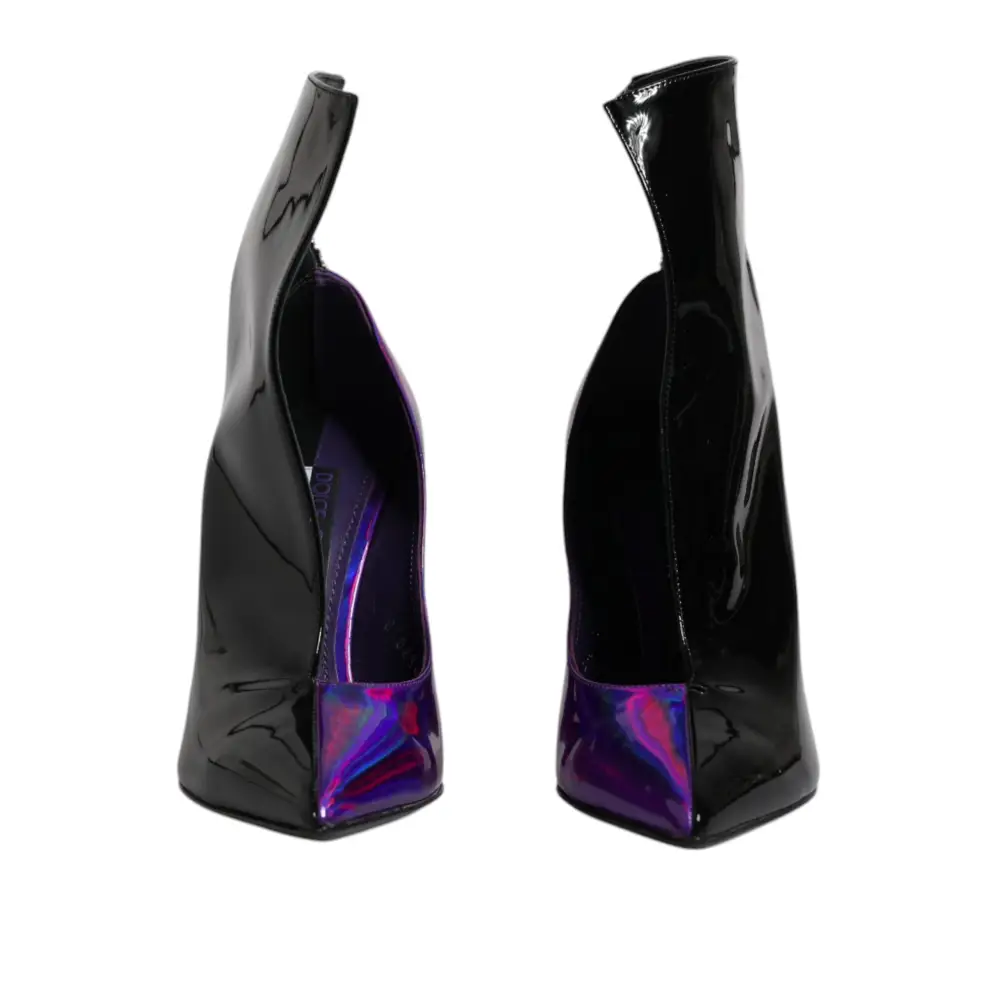 Dolce & Gabbana Lila Schwarz Spitzstiefel Schuhe - EU36/US6