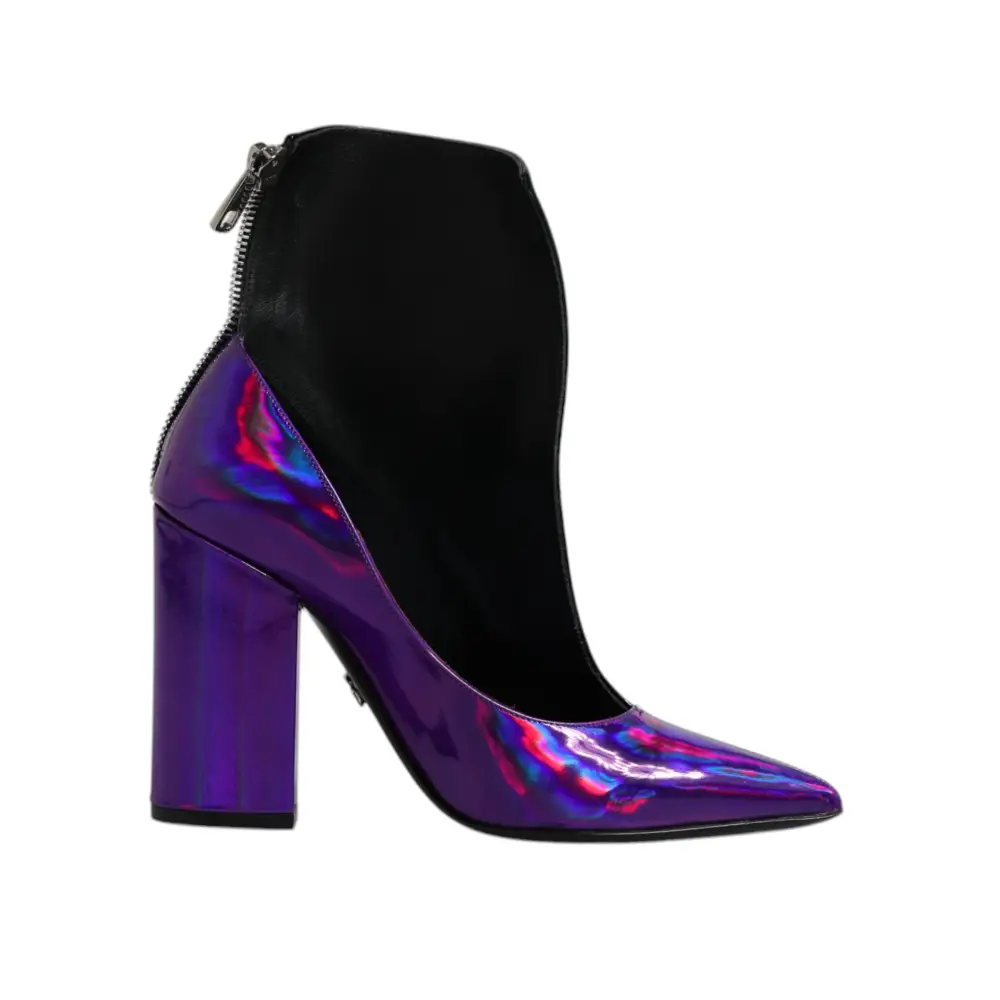 Dolce & Gabbana Lila Schwarz Spitzstiefel Schuhe - EU36/US6