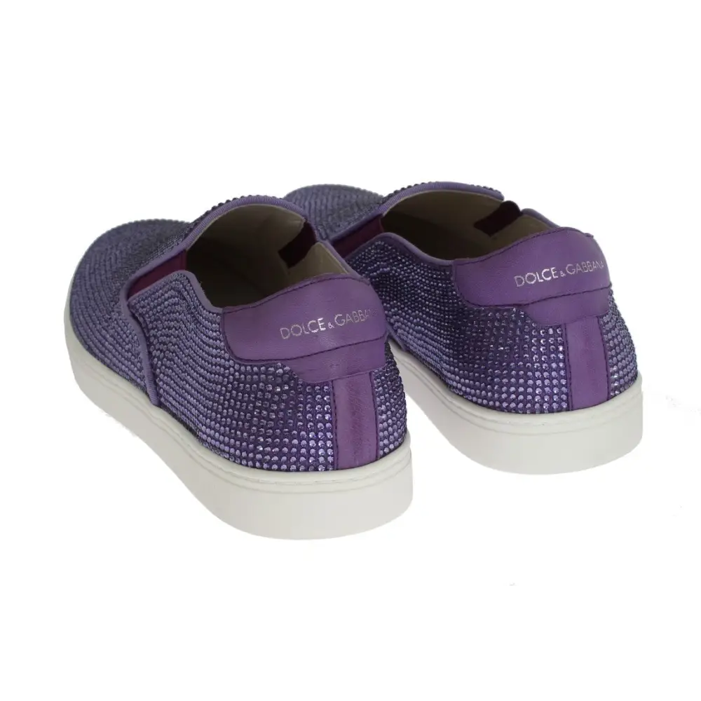 Dolce & Gabbana Lila Strass Canvas Logo Sneakers - EU44/US11