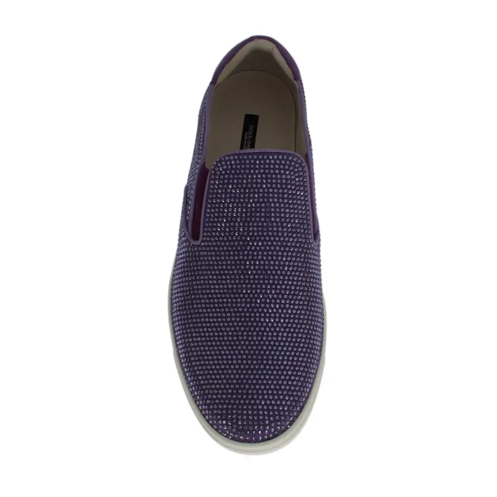 Dolce & Gabbana Lila Strass Canvas Logo Sneakers - EU44/US11