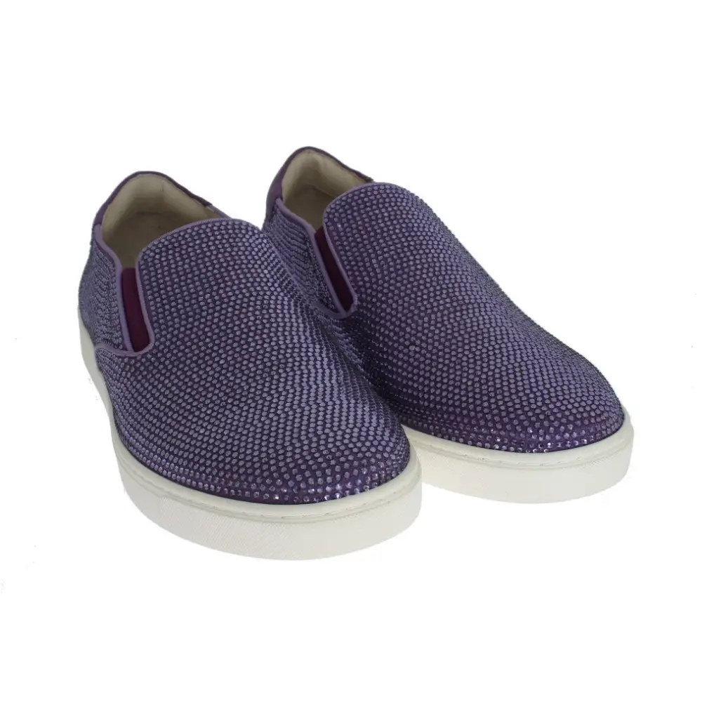 Dolce & Gabbana Lila Strass Canvas Logo Sneakers - EU44/US11