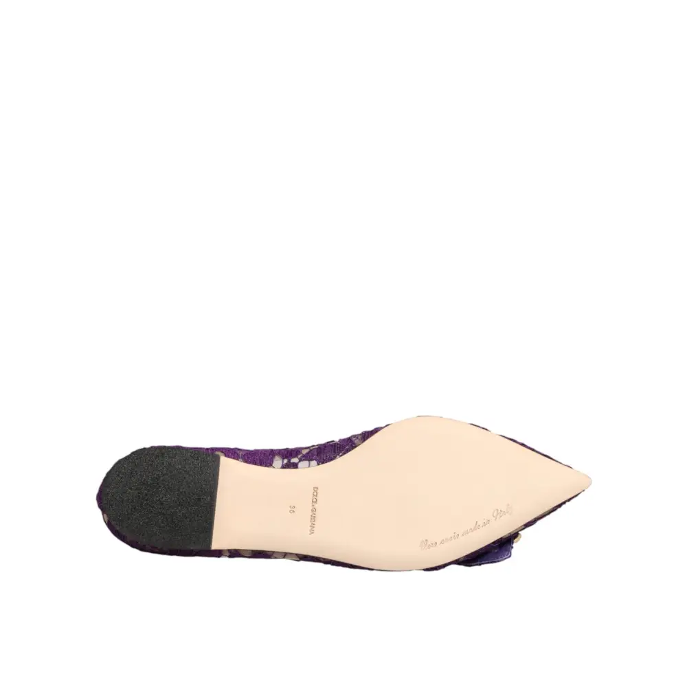 Dolce & Gabbana Lila Taormina-Spitzen-Ballerinas mit Kristallen - EU36/US5.5