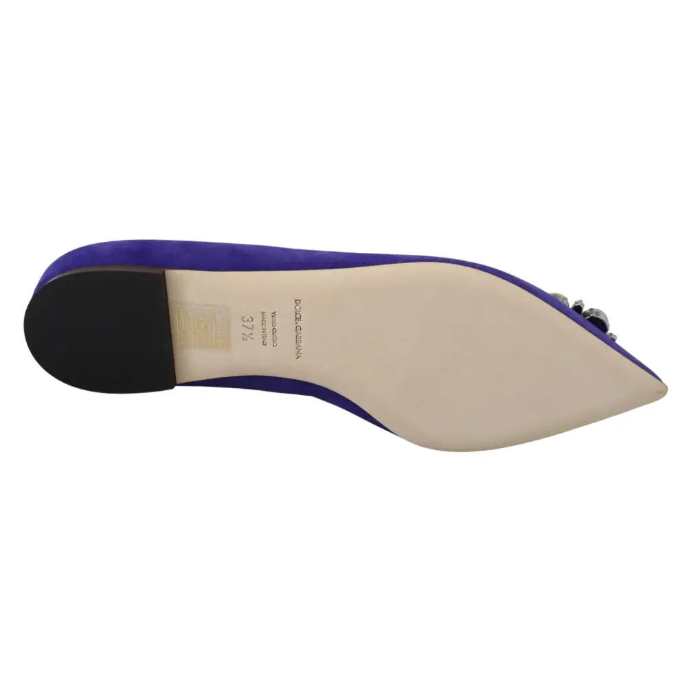 Dolce & Gabbana Lila Wildleder Kristalle Loafers Flats Schuhe - EU36.5/US6