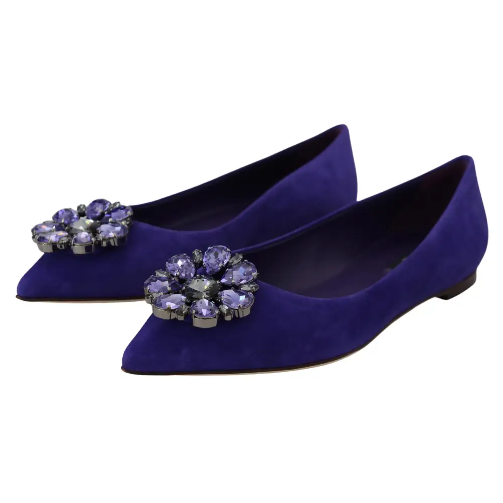 Dolce & Gabbana Lila Wildleder Kristalle Loafers Flats Schuhe - EU36.5/US6