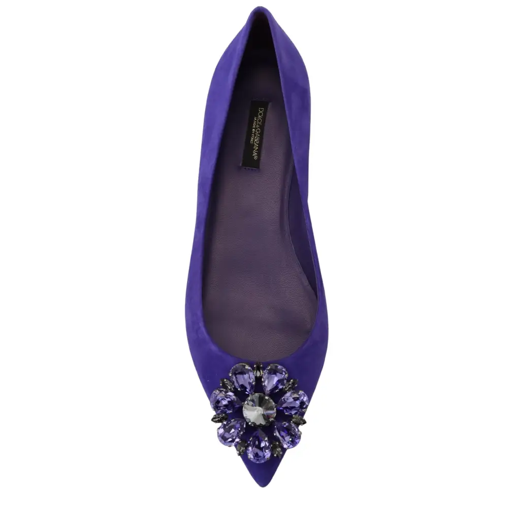 Dolce & Gabbana Lila Wildleder Kristalle Loafers Flats Schuhe - EU36.5/US6