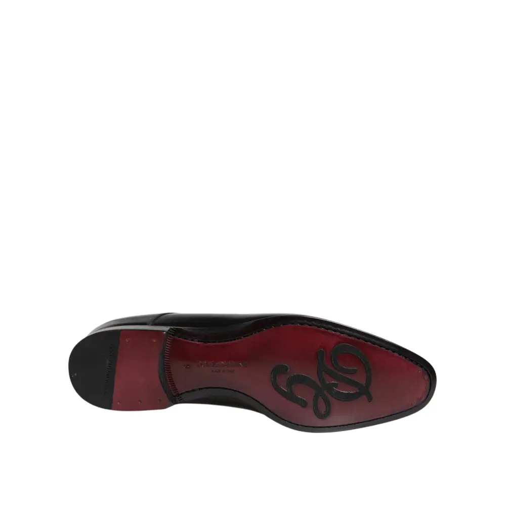 Dolce & Gabbana Männer Kleid Schwarz Kalbsleder Derby Schuhe - EU41.5/US8.5
