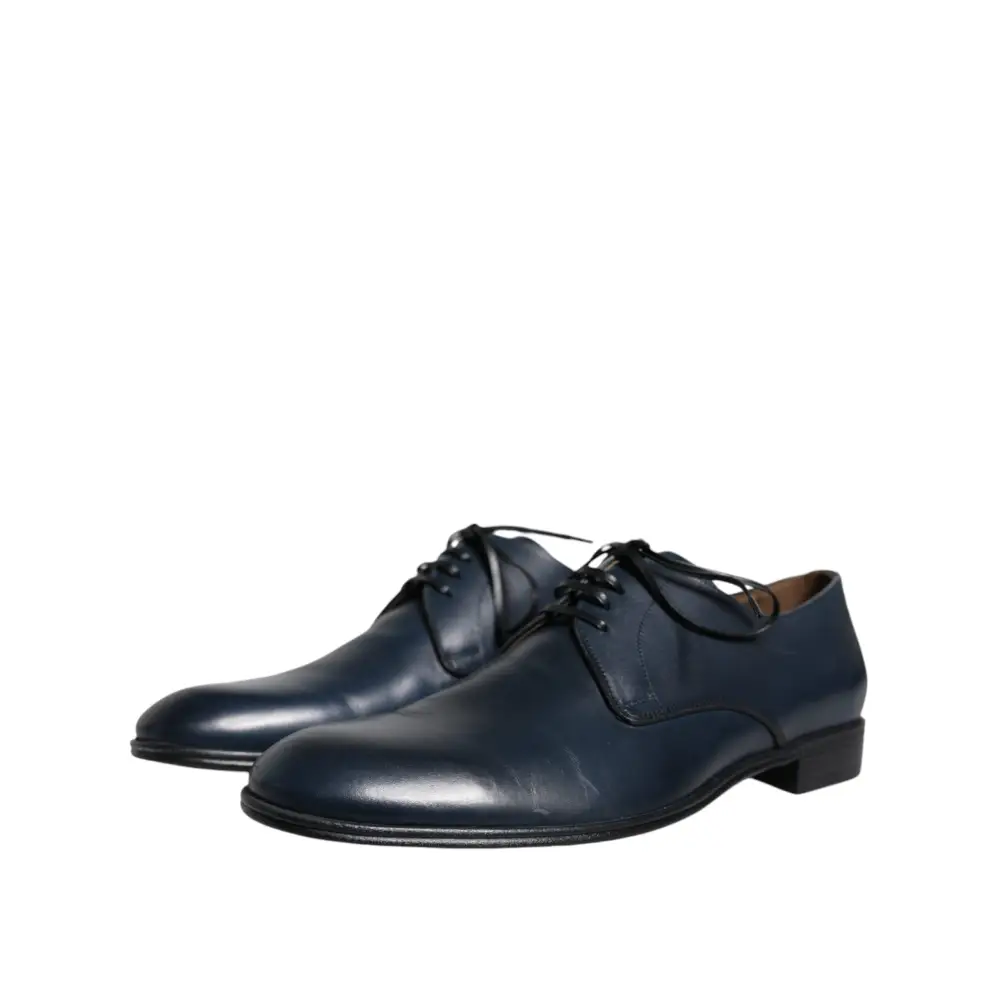 Dolce & Gabbana Marineblaue Leder Derby Kleid Formelle Schuhe - EU44/US11