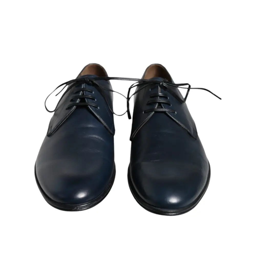 Dolce & Gabbana Marineblaue Leder Derby Kleid Formelle Schuhe - EU44/US11