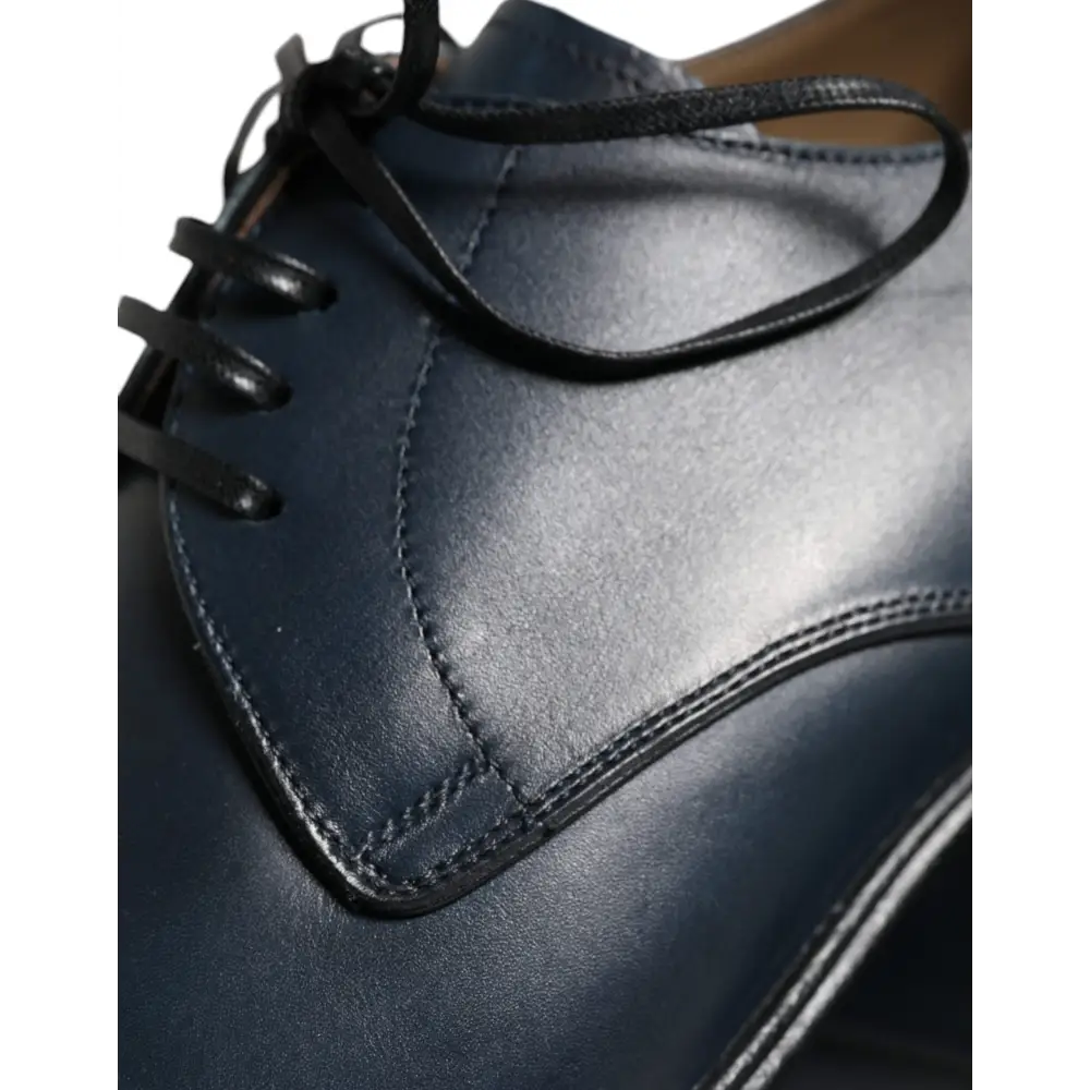 Dolce & Gabbana Marineblaue Leder Derby Kleid Formelle Schuhe - EU44/US11