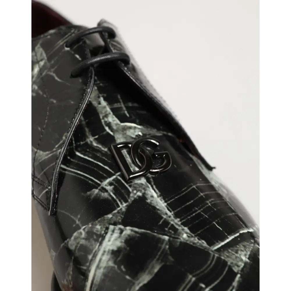 Dolce & Gabbana Marmorierte Muster Kleid Lace Up Derby Schuhe - EU44/US11