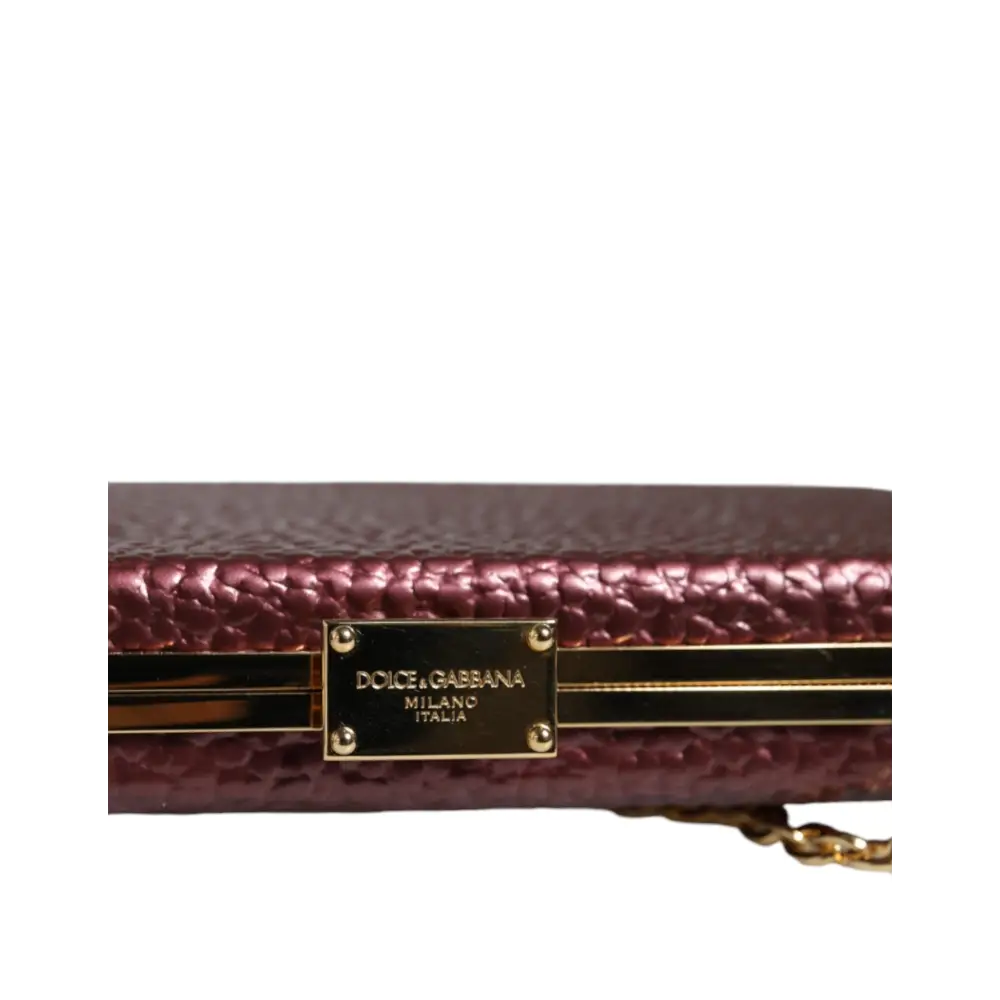 Dolce & Gabbana Maroon Leder Clutch Abend Crossbody Tasche
