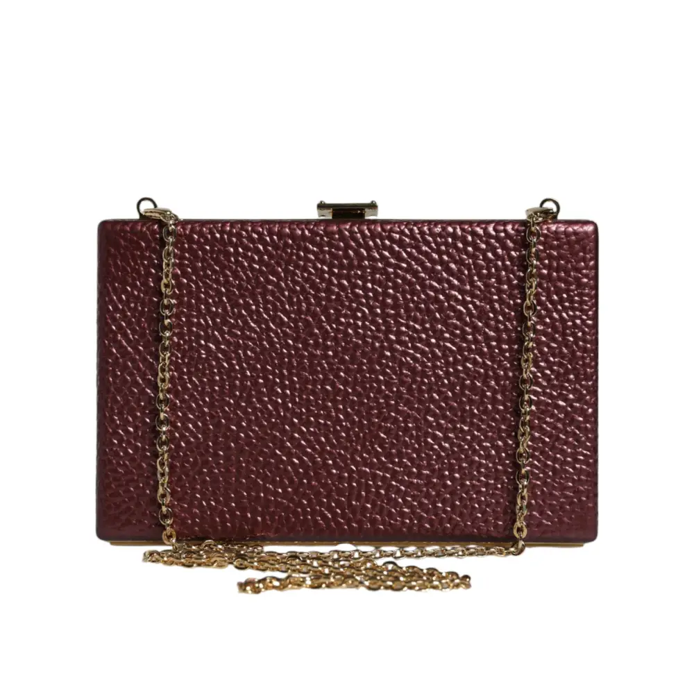 Dolce & Gabbana Maroon Leder Clutch Abend Crossbody Tasche