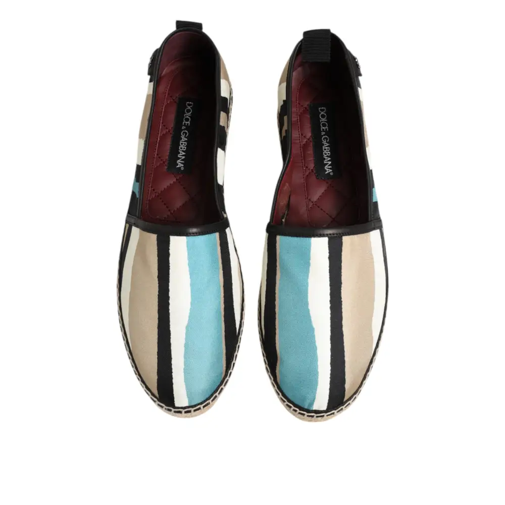 Dolce & Gabbana Mehrfarbig gestreifte flache Espadrille-Schuhe aus Canvas - EU41/US8