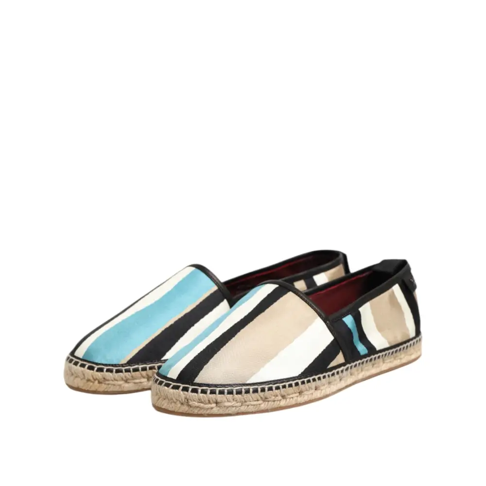 Dolce & Gabbana Mehrfarbig gestreifte flache Espadrille-Schuhe aus Canvas - EU41/US8