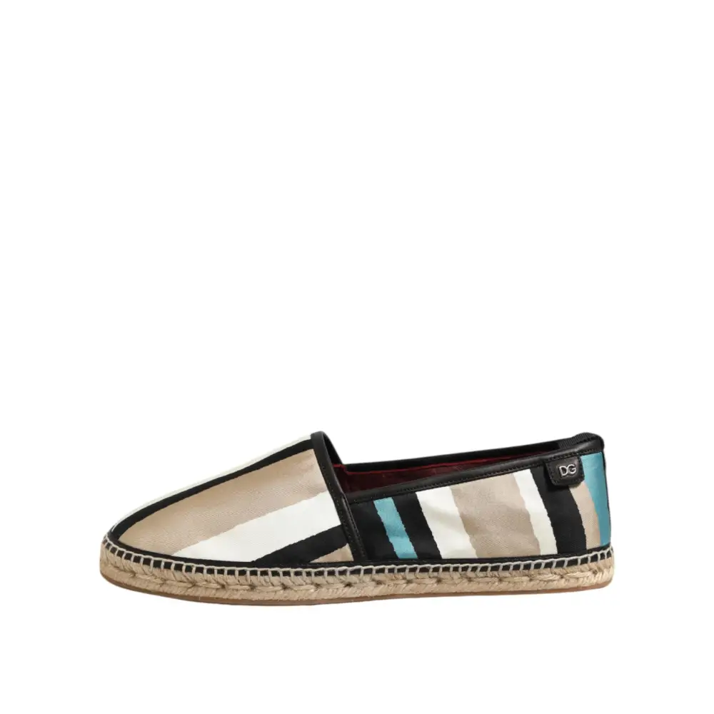 Dolce & Gabbana Mehrfarbig gestreifte flache Espadrille-Schuhe aus Canvas - EU41/US8