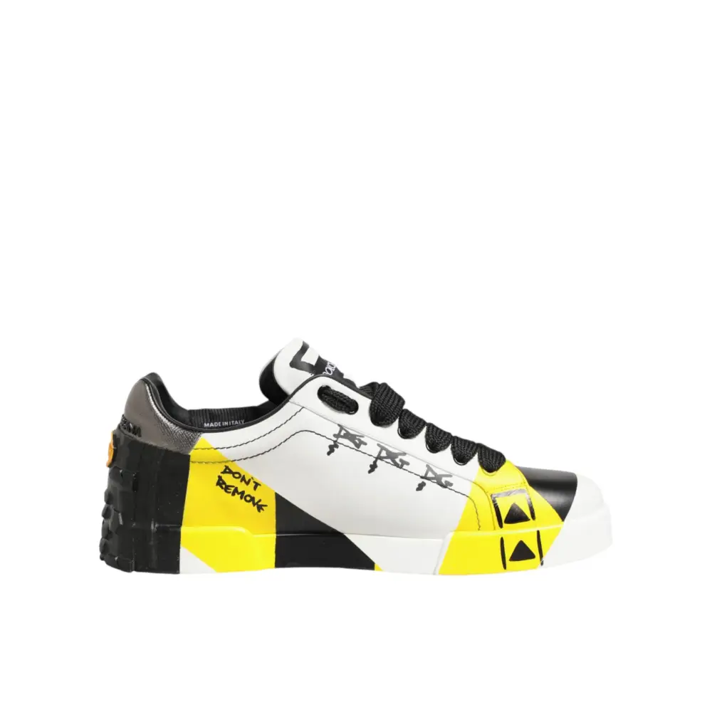 Dolce & Gabbana Mehrfarbige Leder-Graffiti-Sneakers mit niedrigem Schaft - EU44/US11